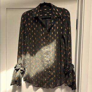 Stylish Olive and Gold Sheer Women's Blouse